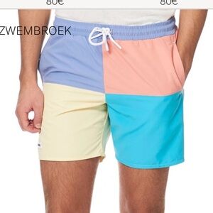 Lacoste Multicolor Athletic Shorts - Blue, Yellow, Teal, Coral